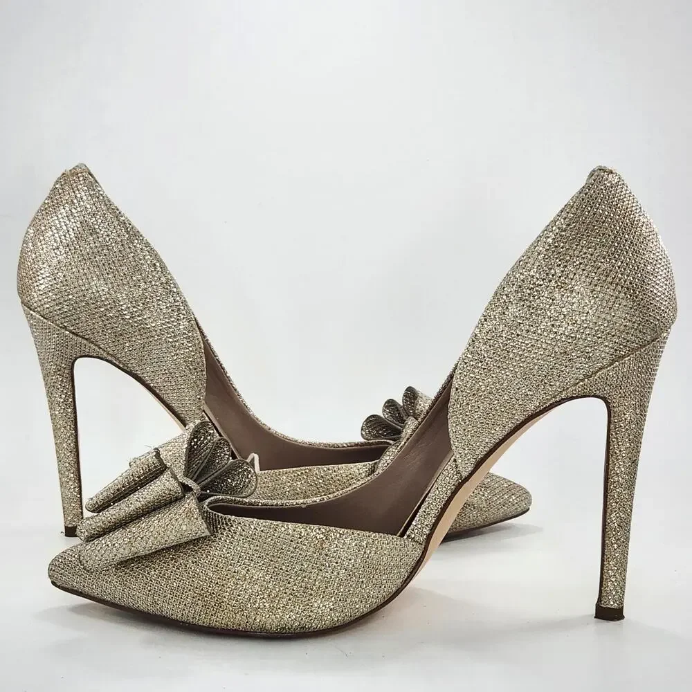 Betsey Johnson Women's Gold Glitter Prince d'Orsay Evening Pumps Size 8.5